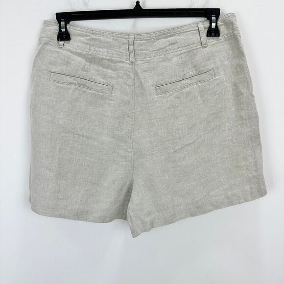 Madewell Pintucked Shorts in 100% Linen Oat Beige High Rise Vacation US 12 NWT - Picture 10 of 13